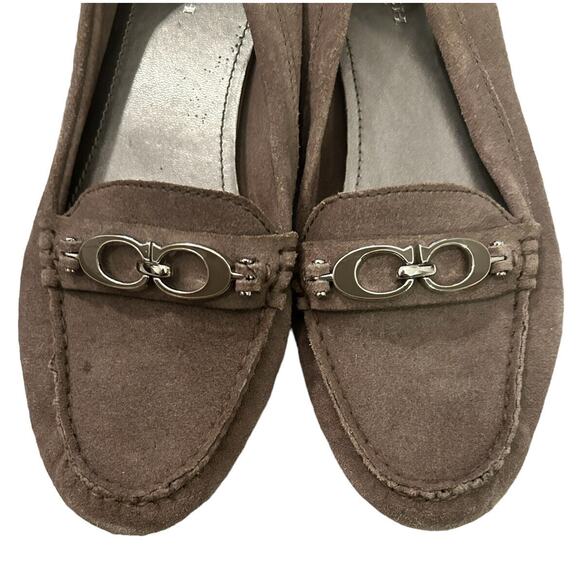 Coach "Fortunata Gray Suede Driving Mocs Loafers size 7.5B MSRP $179‎ - Picture 3 of 12